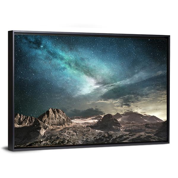 Milky Way At Dawn Canvas Wall Art-3 Horizontal-Gallery Wrap-25" x 16"-Tiaracle