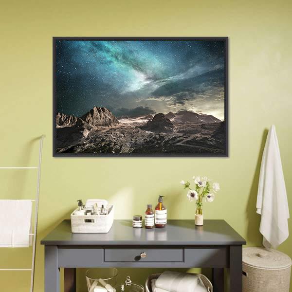 Milky Way At Dawn Canvas Wall Art-3 Horizontal-Gallery Wrap-25" x 16"-Tiaracle