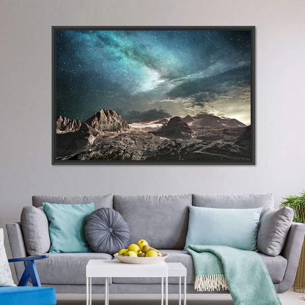 Milky Way At Dawn Canvas Wall Art-3 Horizontal-Gallery Wrap-25" x 16"-Tiaracle