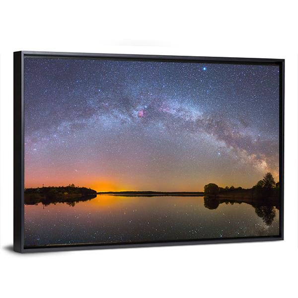 Milky Way Over Lake Canvas Wall Art-3 Horizontal-Gallery Wrap-25" x 16"-Tiaracle