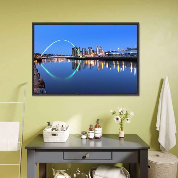Millennium Bridge Over River Canvas Wall Art-3 Horizontal-Gallery Wrap-25" x 16"-Tiaracle