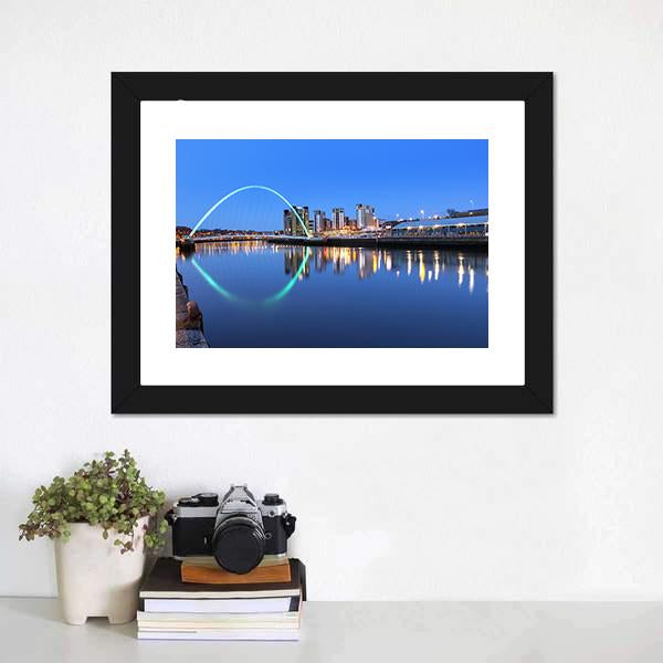 Millennium Bridge Over River Canvas Wall Art-3 Horizontal-Gallery Wrap-25" x 16"-Tiaracle