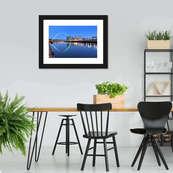 Millennium Bridge Over River Canvas Wall Art-3 Horizontal-Gallery Wrap-25" x 16"-Tiaracle