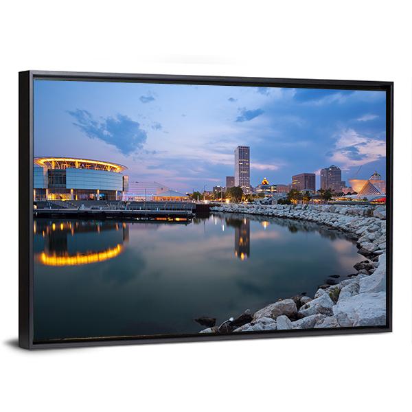 Milwaukee Skyline Canvas Wall Art-3 Horizontal-Gallery Wrap-25" x 16"-Tiaracle