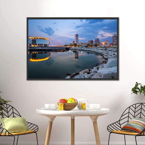 Milwaukee Skyline Canvas Wall Art-3 Horizontal-Gallery Wrap-25" x 16"-Tiaracle