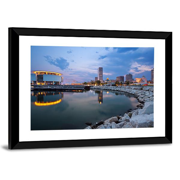 Milwaukee Skyline Canvas Wall Art-3 Horizontal-Gallery Wrap-25" x 16"-Tiaracle