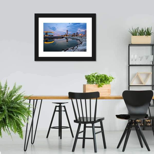 Milwaukee Skyline Canvas Wall Art-3 Horizontal-Gallery Wrap-25" x 16"-Tiaracle