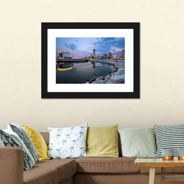 Milwaukee Skyline Canvas Wall Art-3 Horizontal-Gallery Wrap-25" x 16"-Tiaracle
