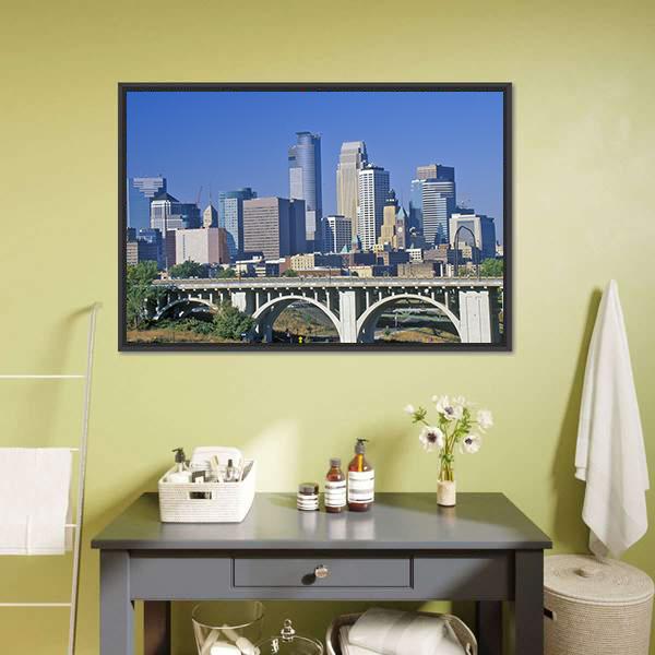 Minneapolis Skyline Canvas Wall Art-3 Horizontal-Gallery Wrap-25" x 16"-Tiaracle