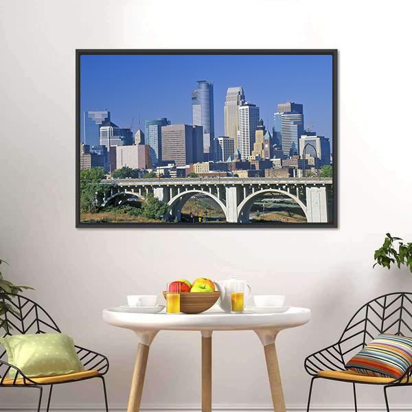 Minneapolis Skyline Canvas Wall Art-3 Horizontal-Gallery Wrap-25" x 16"-Tiaracle