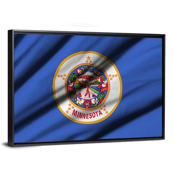 Minnesota Waving Flag Canvas Wall Art-3 Horizontal-Gallery Wrap-25" x 16"-Tiaracle