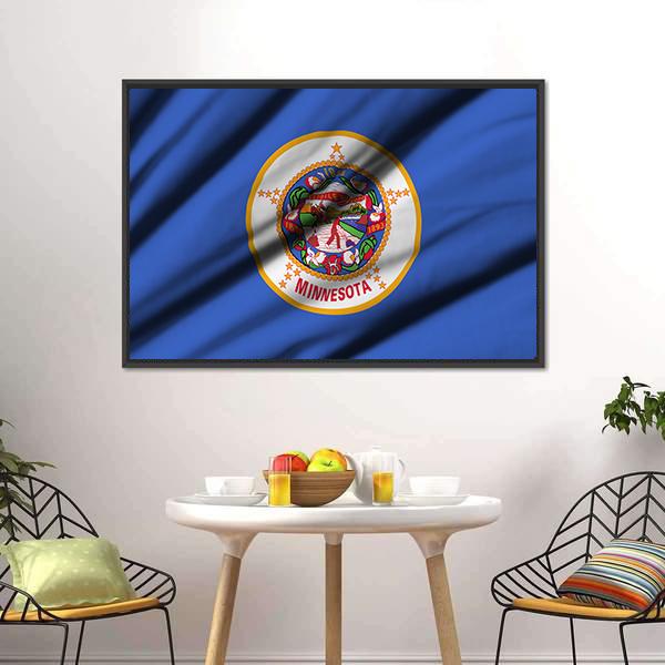 Minnesota Waving Flag Canvas Wall Art-3 Horizontal-Gallery Wrap-25" x 16"-Tiaracle