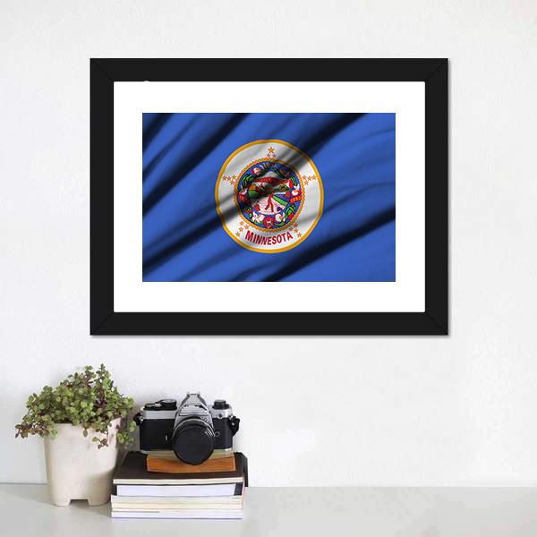 Minnesota Waving Flag Canvas Wall Art-3 Horizontal-Gallery Wrap-25" x 16"-Tiaracle