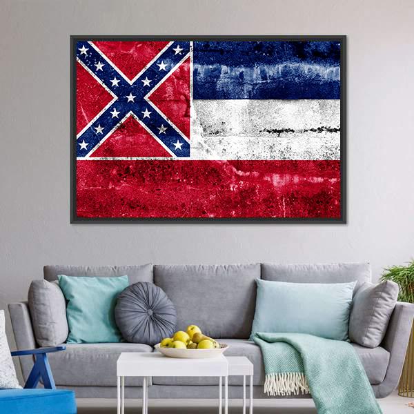 Mississippi Flag Canvas Wall Art-3 Horizontal-Gallery Wrap-25" x 16"-Tiaracle
