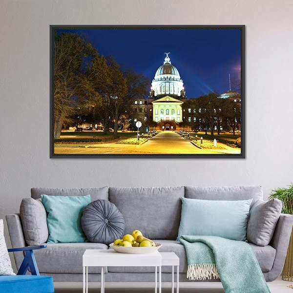 Mississippi State Capitol Canvas Wall Art-3 Horizontal-Gallery Wrap-25" x 16"-Tiaracle