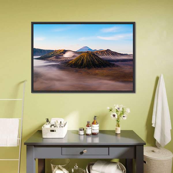 Mist On Mount Bromo Canvas Wall Art-3 Horizontal-Gallery Wrap-25" x 16"-Tiaracle