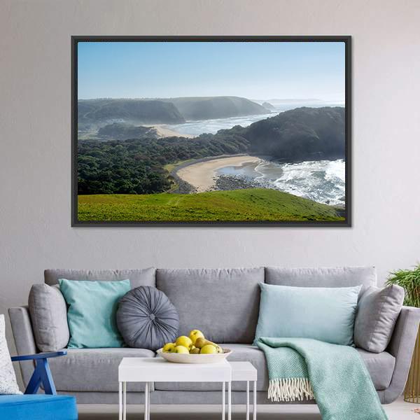 Misty Beach Canvas Wall Art-3 Horizontal-Gallery Wrap-25" x 16"-Tiaracle