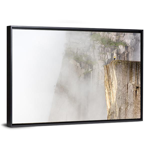 Misty Morning On Preikestolen Canvas Wall Art-3 Horizontal-Gallery Wrap-25" x 16"-Tiaracle