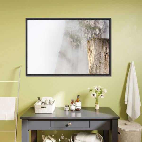 Misty Morning On Preikestolen Canvas Wall Art-3 Horizontal-Gallery Wrap-25" x 16"-Tiaracle