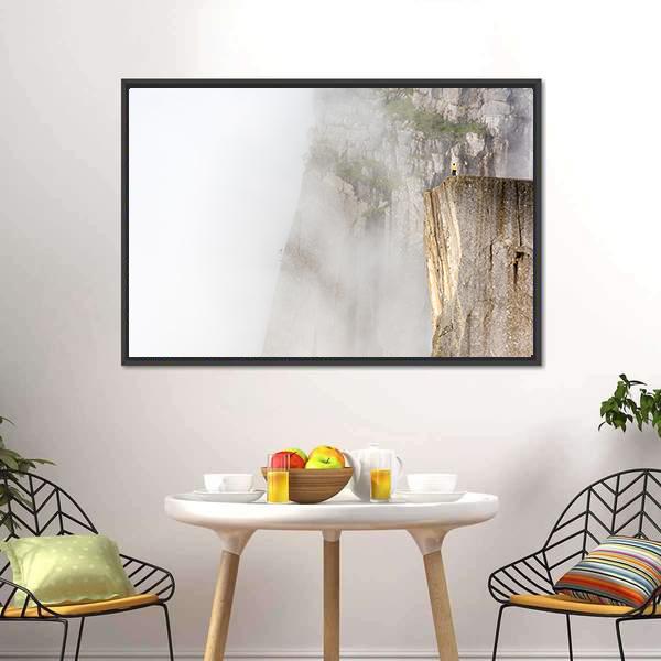 Misty Morning On Preikestolen Canvas Wall Art-3 Horizontal-Gallery Wrap-25" x 16"-Tiaracle