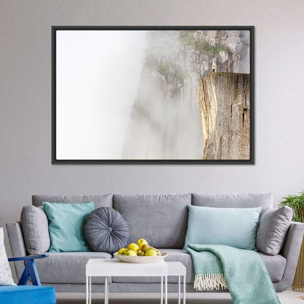 Misty Morning On Preikestolen Canvas Wall Art-3 Horizontal-Gallery Wrap-25" x 16"-Tiaracle