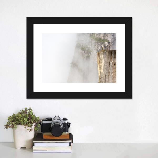 Misty Morning On Preikestolen Canvas Wall Art-3 Horizontal-Gallery Wrap-25" x 16"-Tiaracle