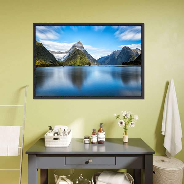 Mitre Peak In New Zealand Canvas Wall Art-3 Horizontal-Gallery Wrap-25" x 16"-Tiaracle
