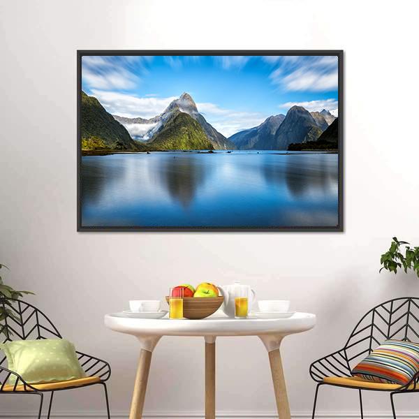 Mitre Peak In New Zealand Canvas Wall Art-3 Horizontal-Gallery Wrap-25" x 16"-Tiaracle
