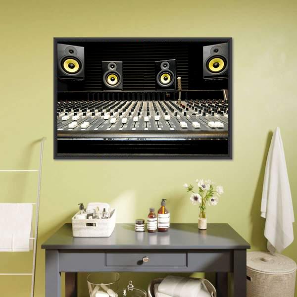 Mixing Desk With Speakers Canvas Wall Art-3 Horizontal-Gallery Wrap-25" x 16"-Tiaracle