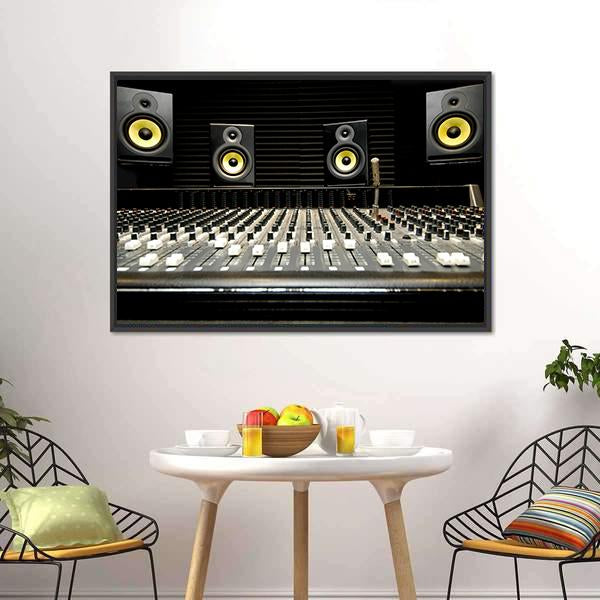 Mixing Desk With Speakers Canvas Wall Art-3 Horizontal-Gallery Wrap-25" x 16"-Tiaracle