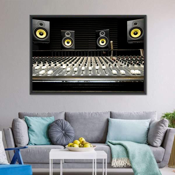 Mixing Desk With Speakers Canvas Wall Art-3 Horizontal-Gallery Wrap-25" x 16"-Tiaracle