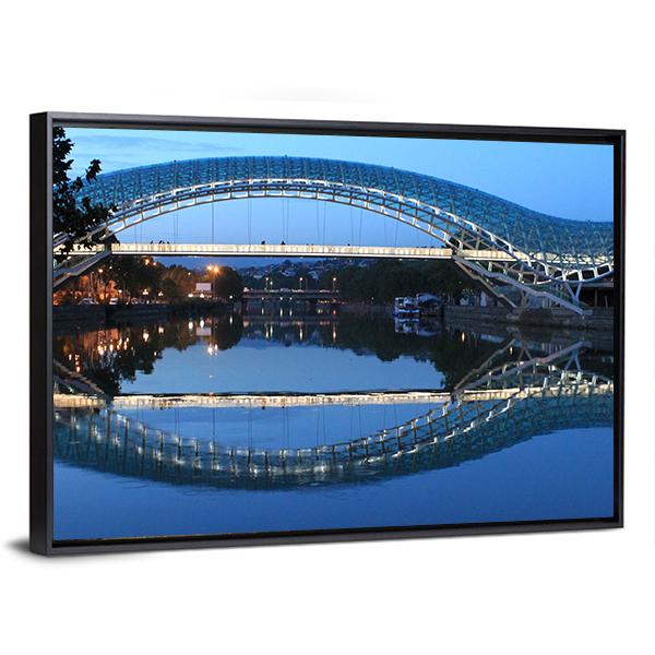 Modern Bridge In Tbilisi Canvas Wall Art-3 Horizontal-Gallery Wrap-25" x 16"-Tiaracle