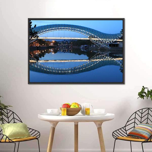 Modern Bridge In Tbilisi Canvas Wall Art-3 Horizontal-Gallery Wrap-25" x 16"-Tiaracle