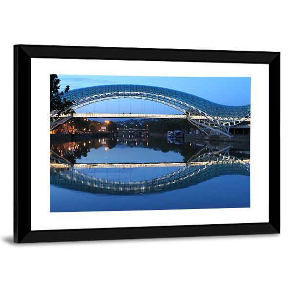 Modern Bridge In Tbilisi Canvas Wall Art-3 Horizontal-Gallery Wrap-25" x 16"-Tiaracle