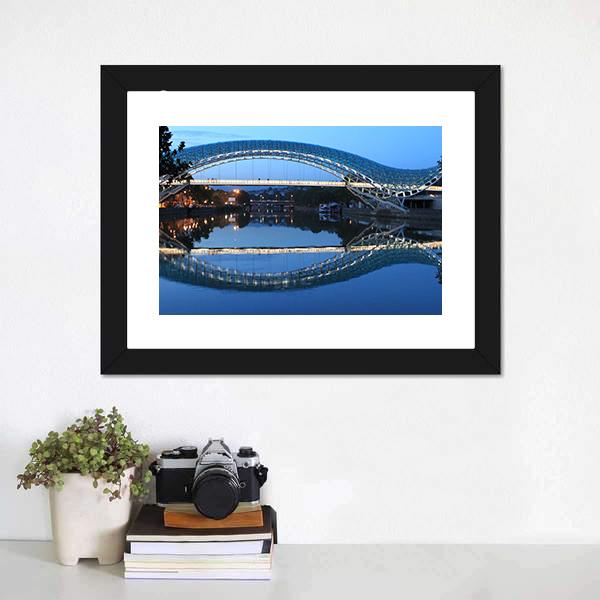 Modern Bridge In Tbilisi Canvas Wall Art-3 Horizontal-Gallery Wrap-25" x 16"-Tiaracle