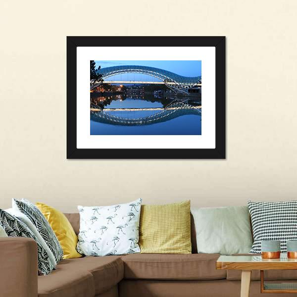 Modern Bridge In Tbilisi Canvas Wall Art-3 Horizontal-Gallery Wrap-25" x 16"-Tiaracle