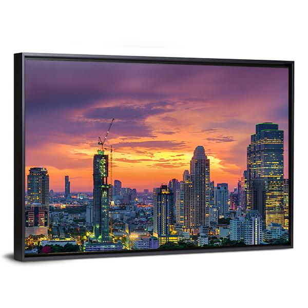 Modern Building Bangkok Canvas Wall Art-3 Horizontal-Gallery Wrap-25" x 16"-Tiaracle