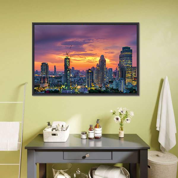 Modern Building Bangkok Canvas Wall Art-3 Horizontal-Gallery Wrap-25" x 16"-Tiaracle