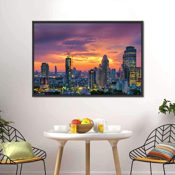 Modern Building Bangkok Canvas Wall Art-3 Horizontal-Gallery Wrap-25" x 16"-Tiaracle