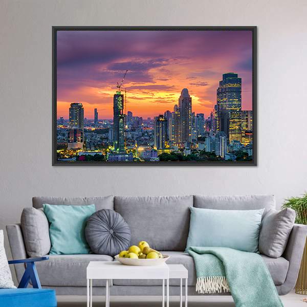 Modern Building Bangkok Canvas Wall Art-3 Horizontal-Gallery Wrap-25" x 16"-Tiaracle