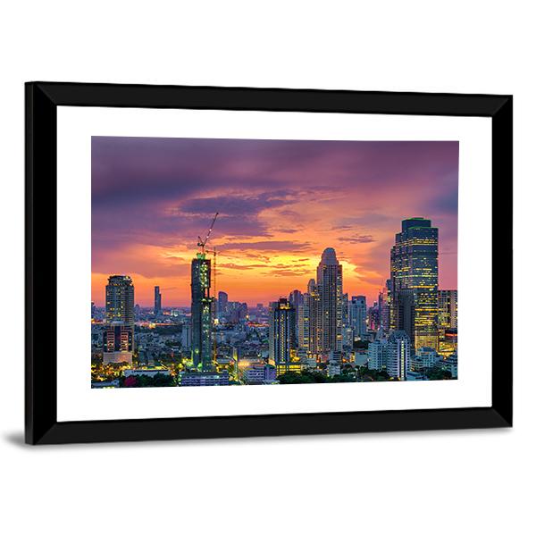 Modern Building Bangkok Canvas Wall Art-3 Horizontal-Gallery Wrap-25" x 16"-Tiaracle