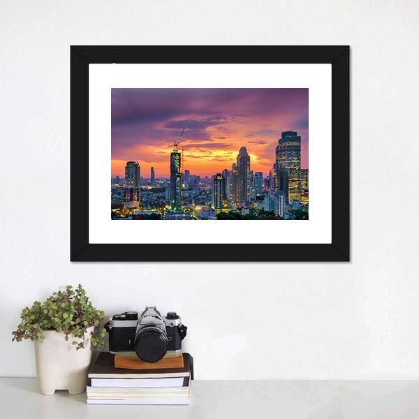 Modern Building Bangkok Canvas Wall Art-3 Horizontal-Gallery Wrap-25" x 16"-Tiaracle