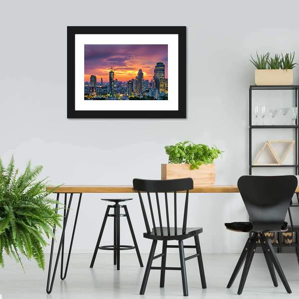 Modern Building Bangkok Canvas Wall Art-3 Horizontal-Gallery Wrap-25" x 16"-Tiaracle
