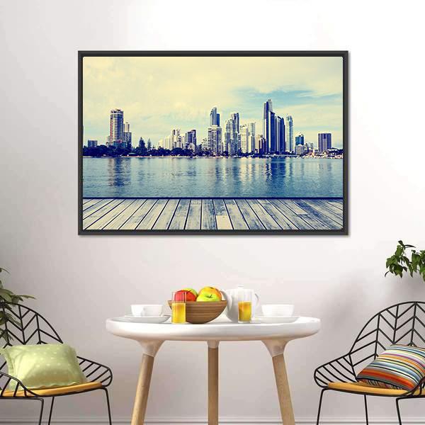 Modern Buildings Of Gold Coast Canvas Wall Art-3 Horizontal-Gallery Wrap-25" x 16"-Tiaracle