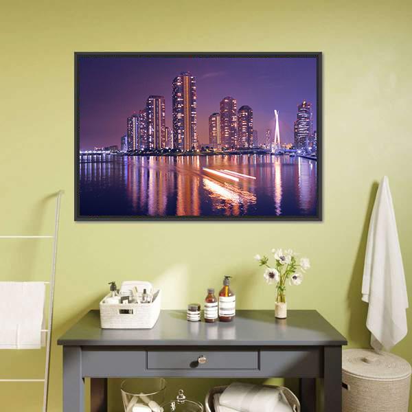 Modern Tokyo Buildings Canvas Wall Art-3 Horizontal-Gallery Wrap-25" x 16"-Tiaracle