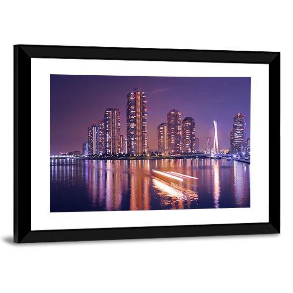 Modern Tokyo Buildings Canvas Wall Art-3 Horizontal-Gallery Wrap-25" x 16"-Tiaracle