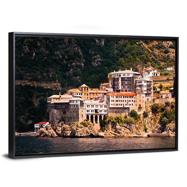 Monastery Agia Grigoriou Canvas Wall Art-3 Horizontal-Gallery Wrap-25" x 16"-Tiaracle