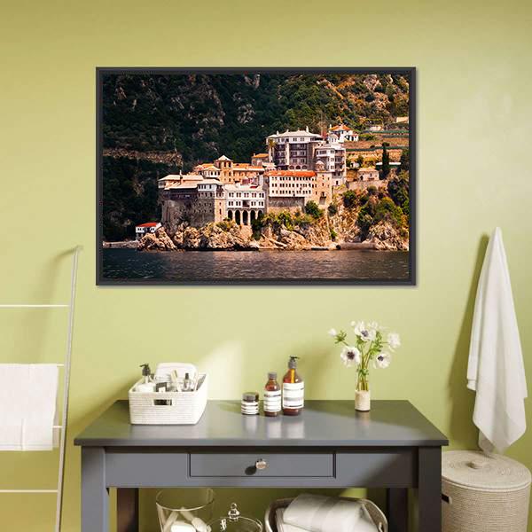 Monastery Agia Grigoriou Canvas Wall Art-3 Horizontal-Gallery Wrap-25" x 16"-Tiaracle