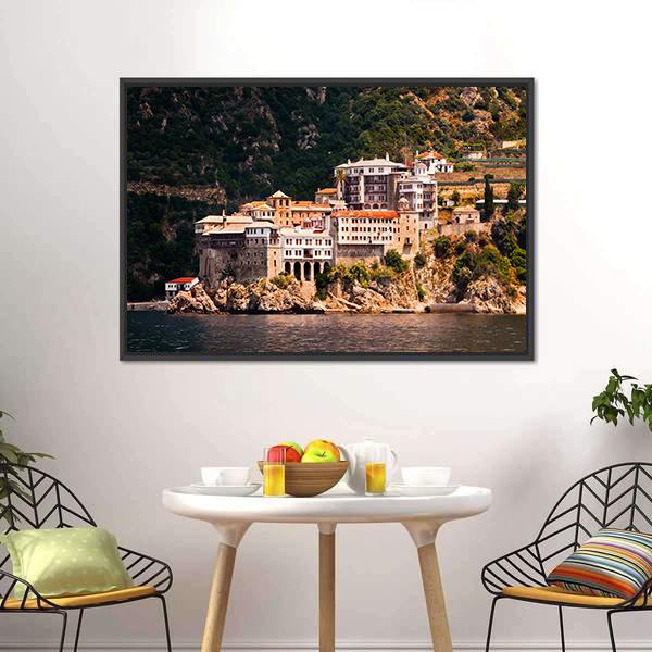 Monastery Agia Grigoriou Canvas Wall Art-3 Horizontal-Gallery Wrap-25" x 16"-Tiaracle