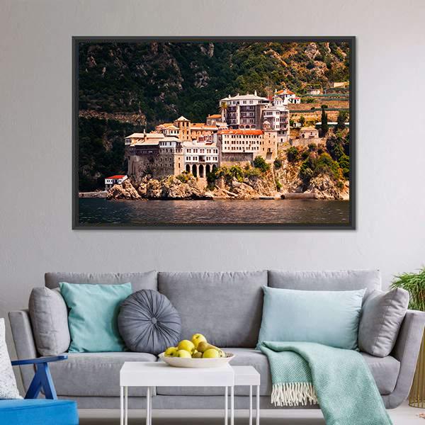 Monastery Agia Grigoriou Canvas Wall Art-3 Horizontal-Gallery Wrap-25" x 16"-Tiaracle